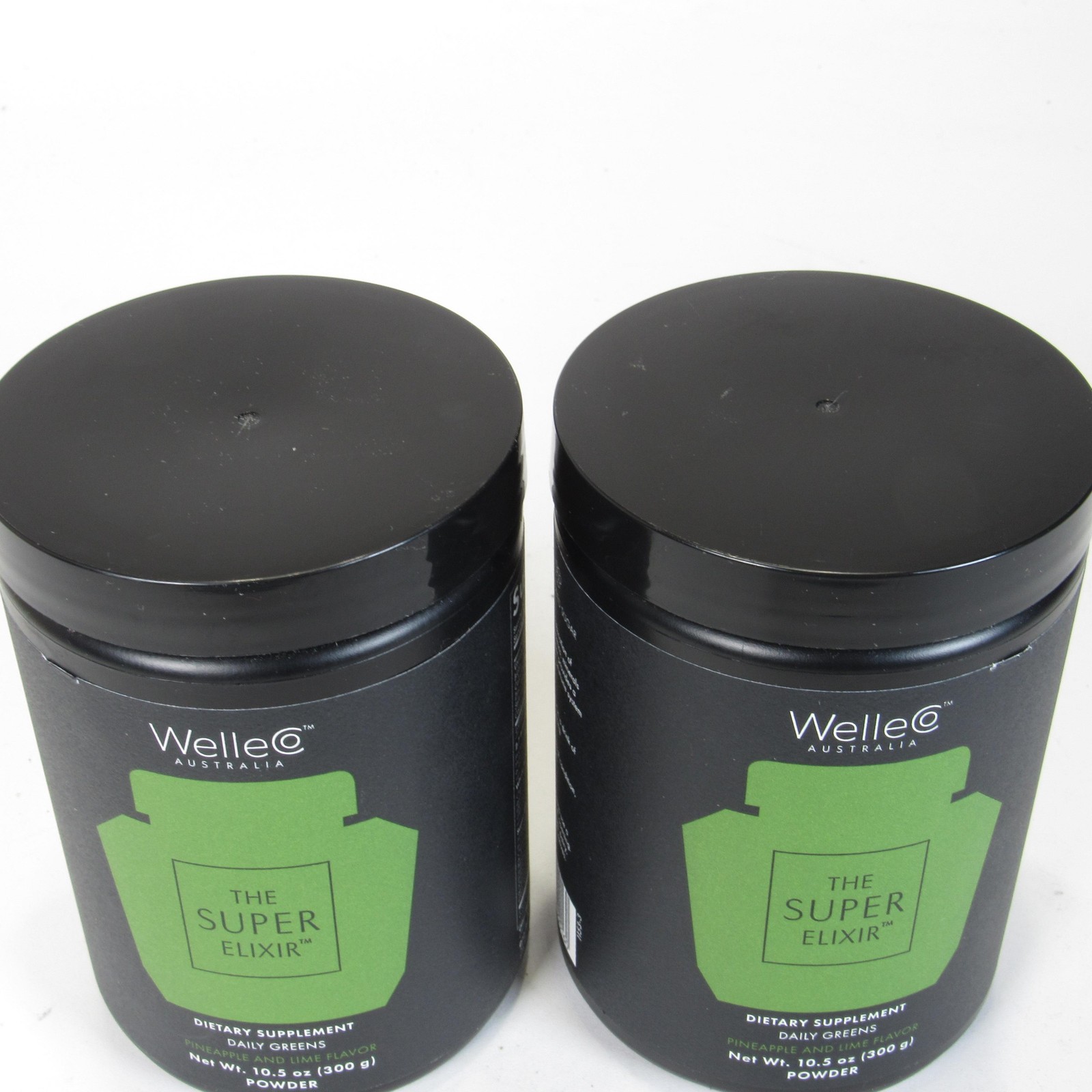 WelleCo Super Elixir Daily Greens Powder 10.5oz Pineapple Lime Vegan 2pk