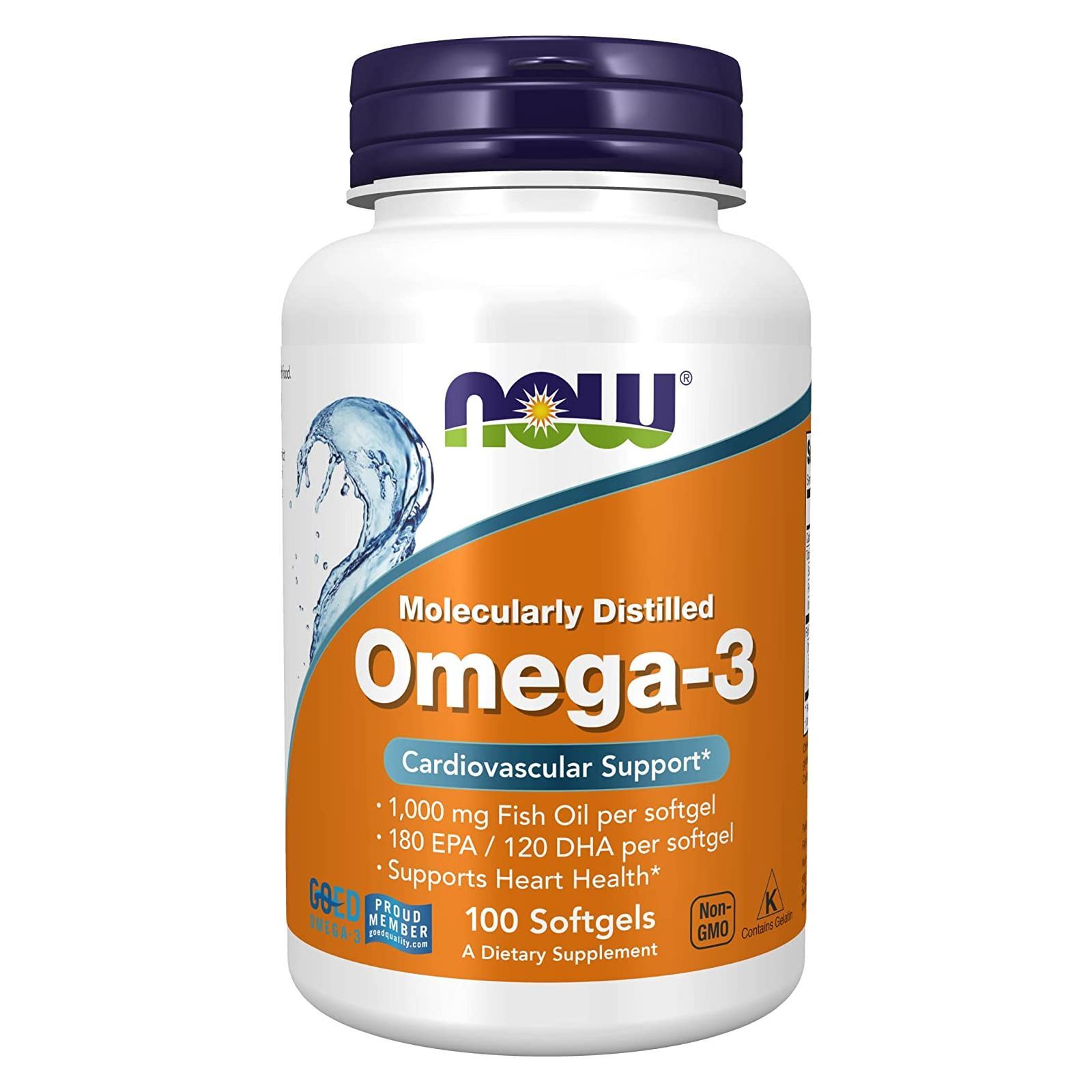 NOW FOODS Omega-3 Molecularly Distilled 100 Softgels