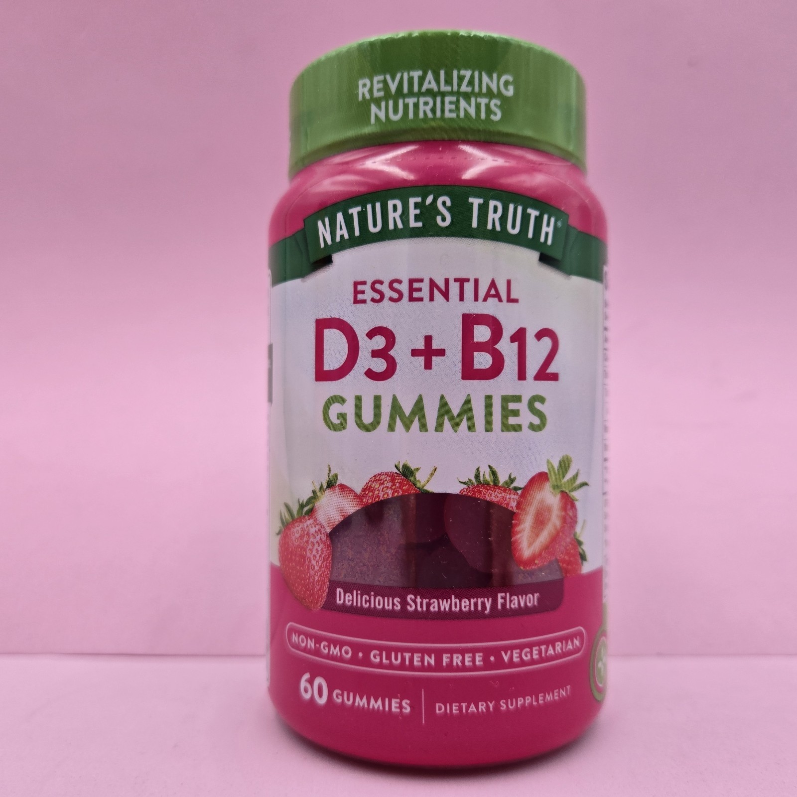 Nature’s Truth Essential B3+ B12 Gummies Strawberry Non-GMO 60ct BUY MORE & SAVE