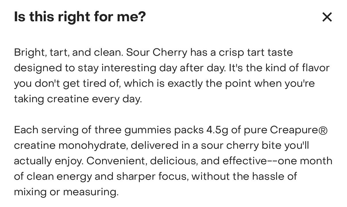 Create Creatine Monohydrate Gummies Sour Cherry Non-GMO 90 Ct 4.5g 1 lb
