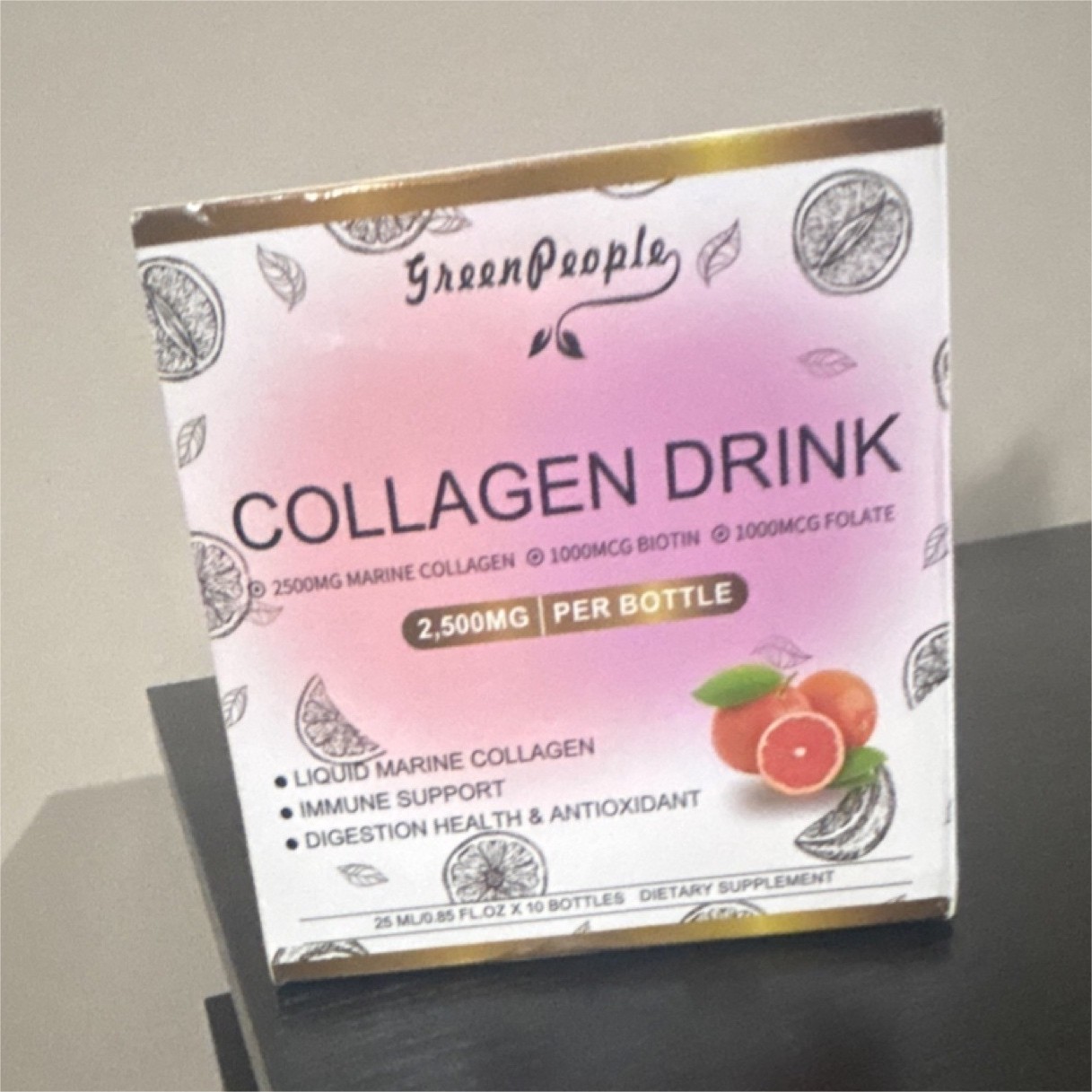 GreenPeople Marine Collagen Drink 2500mg Biotin Folate Immune Digestion 10x25mL