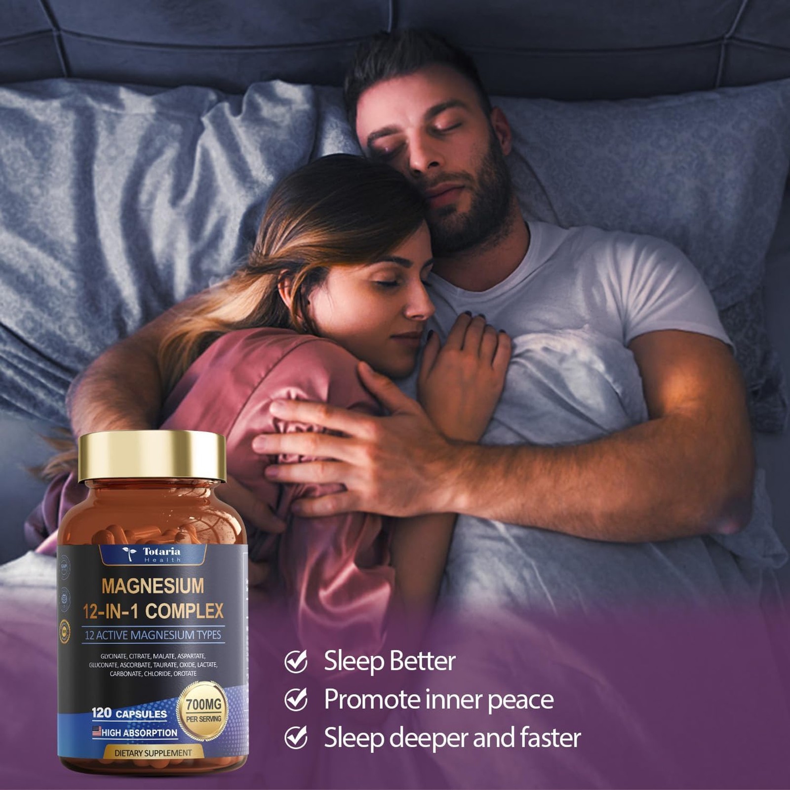 Totaria Magnesium Complex 700mg 12 in 1 Magnesium Supplement with Glycinate Citr