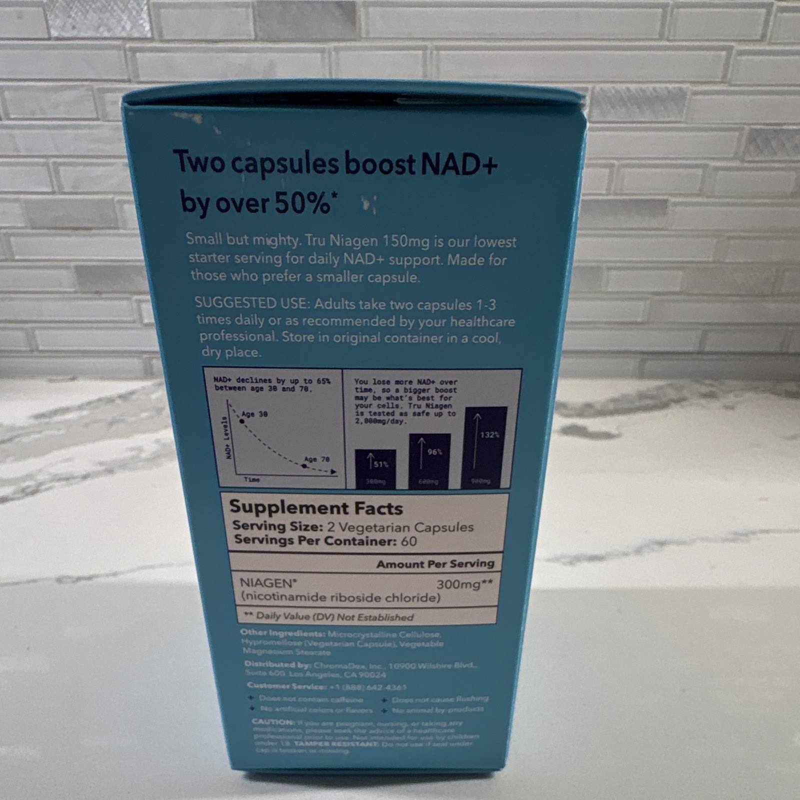NEW*Tru Niagen NAD+ Booster 300mg Nicotinamide Riboside 120 Veg Caps Exp 06/2028