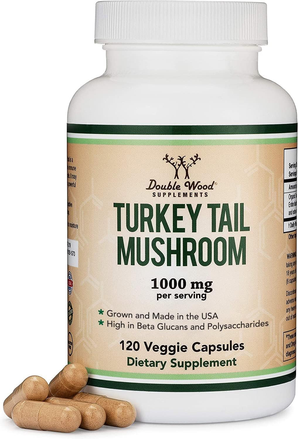 Turkey Tail Mushroom Supplement (120 Capsules – 2 Month Supply) (Coriolus Versic