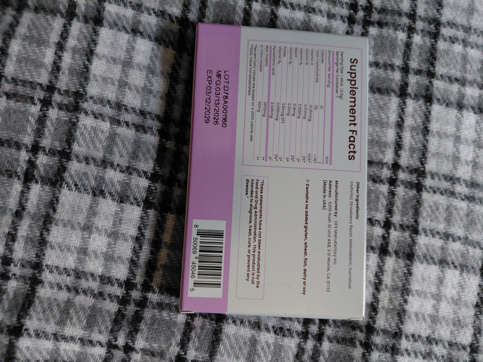 Lifefriend Myo & D-Chiro Inositol 40:1 Powder Strawberry 7 Sticks Gluten-Free