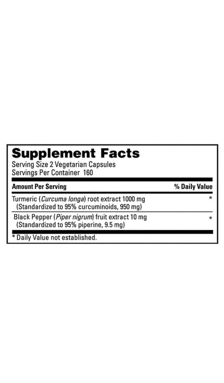Kirkland Signature Turmeric 1000mg Black Pepper 320 Capsules Inflammation