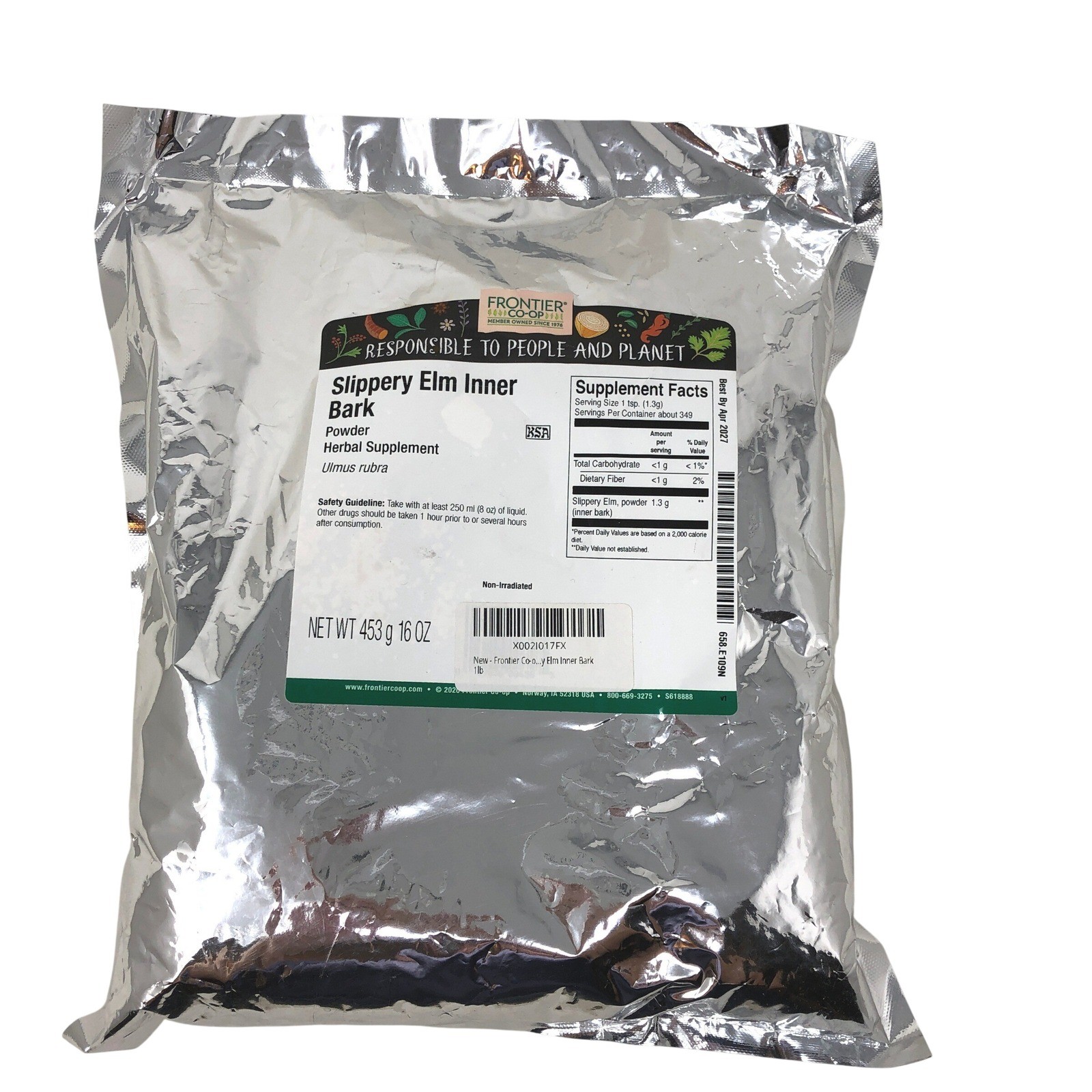 Slippery Elm Inner Bark Powder 16 oz Frontier Co-op NEW Herbal Supplement