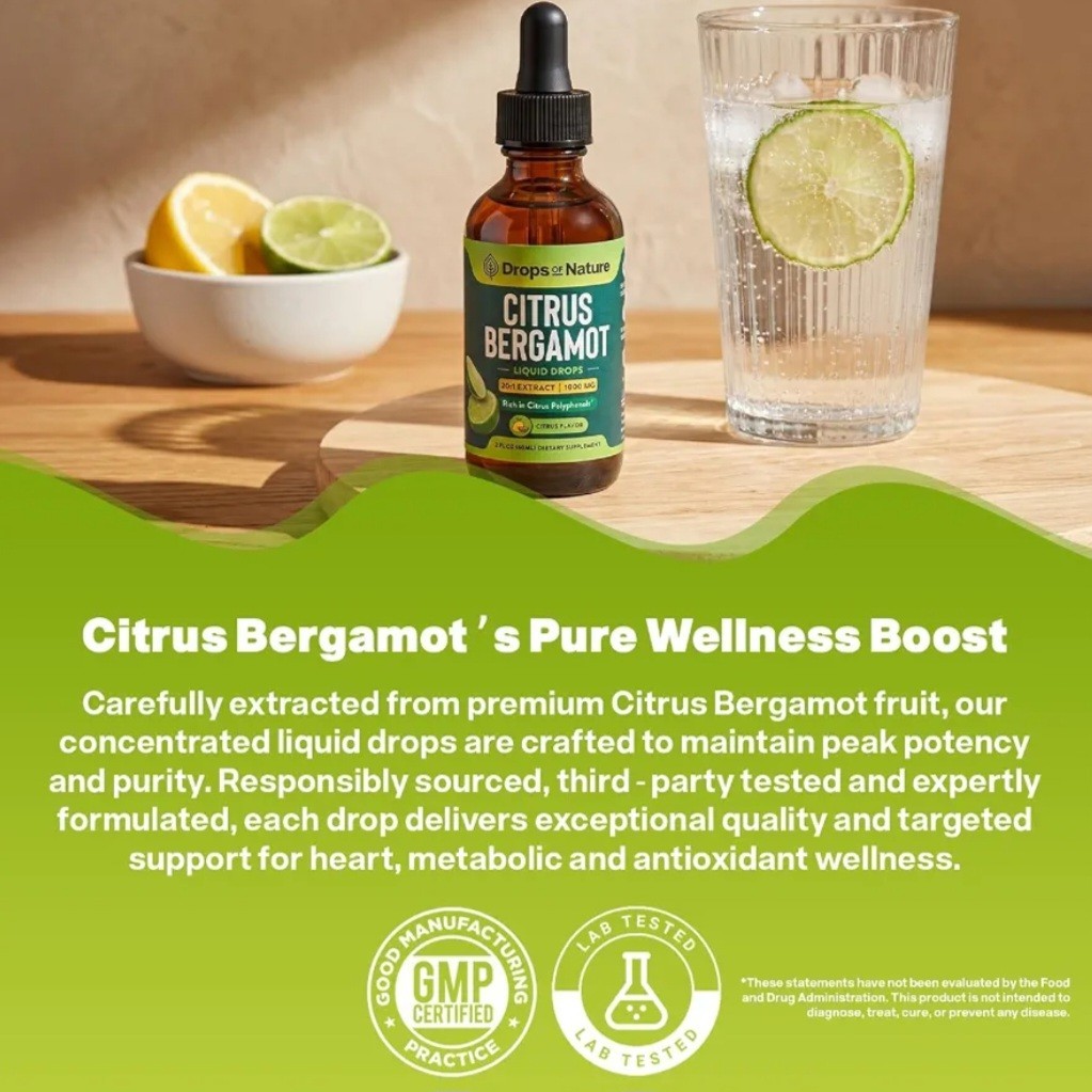 Drops Of Nature Citrus Bergamot Extract 20:1 Heart Health Antioxidant 2 fl oz