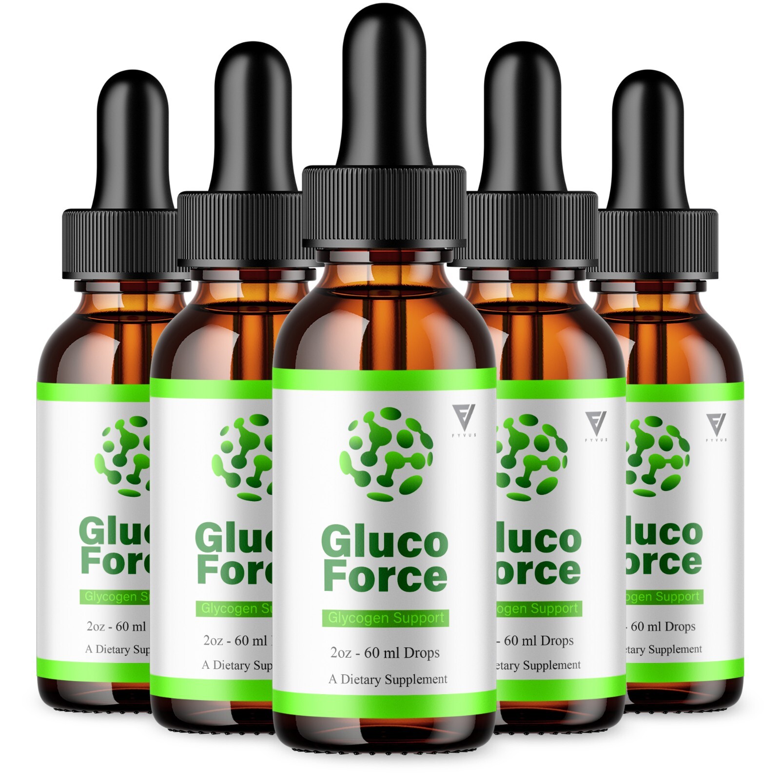 (5 Pack) Gluco Force Liquid Drops GlucoForce Glycogen Support Supplement (10oz)