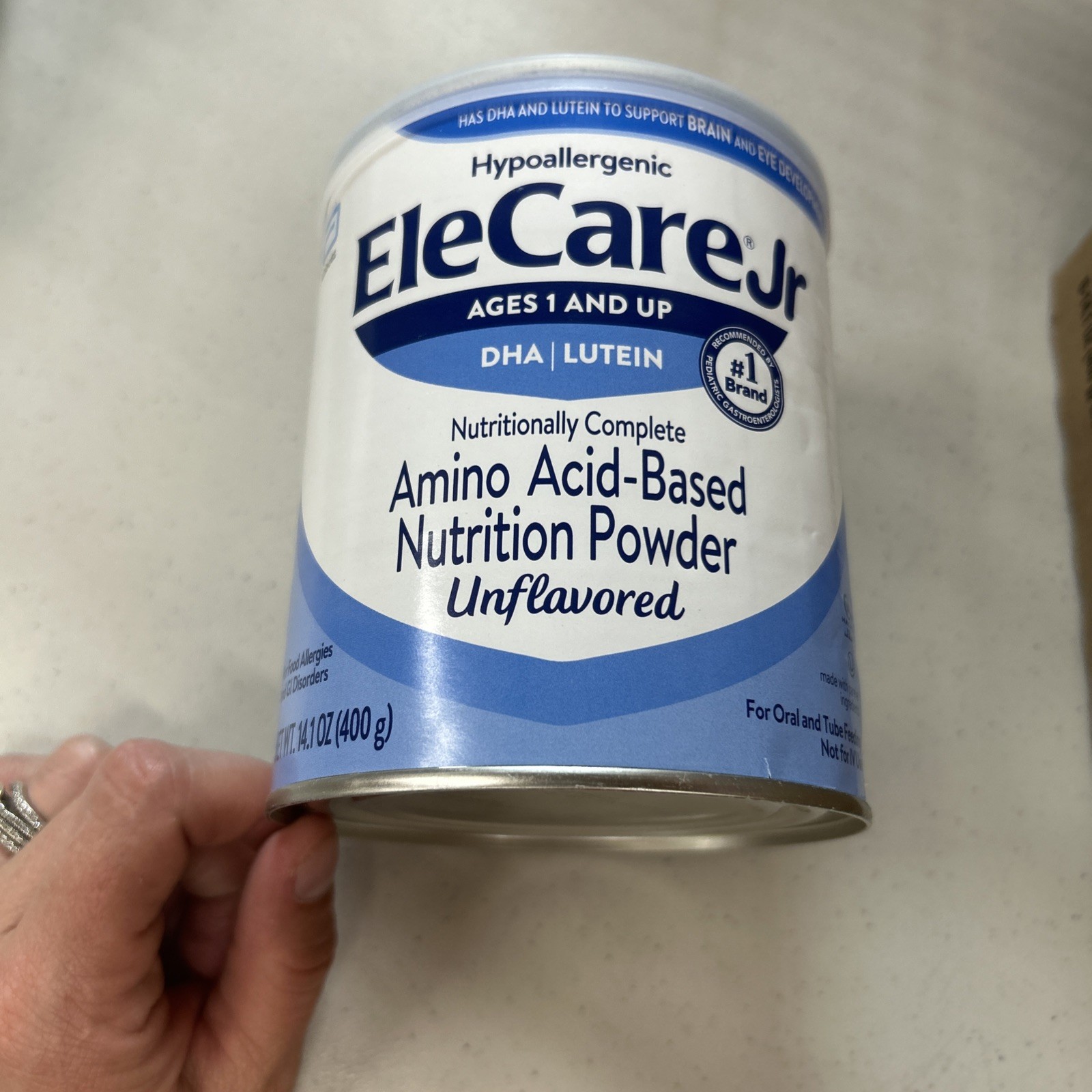 EleCare Jr Unflavored DHA & Lutein Amino Acid-Based Nutrition Powder Exp 8/2026