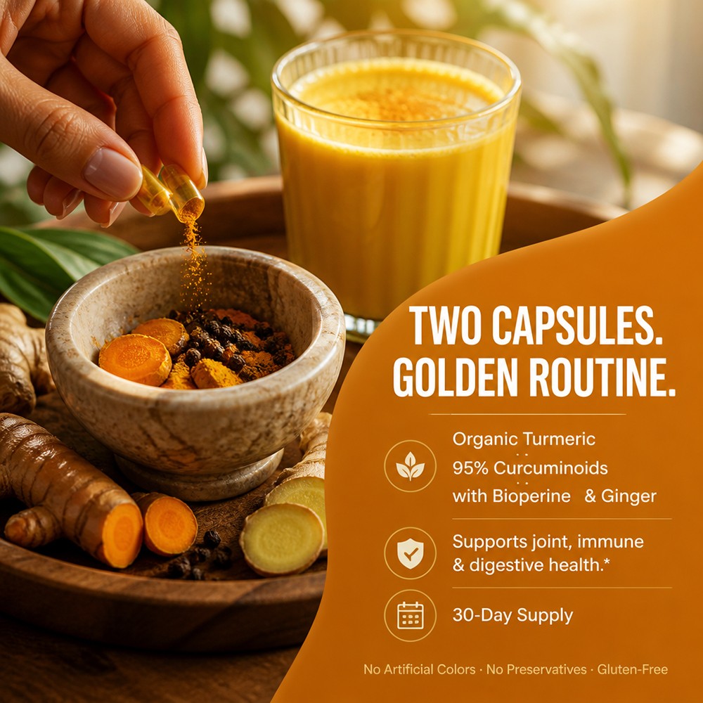 Organic Turmeric Curcumin- for Joint, Immune & Digestive Health 30/60/120 Caps