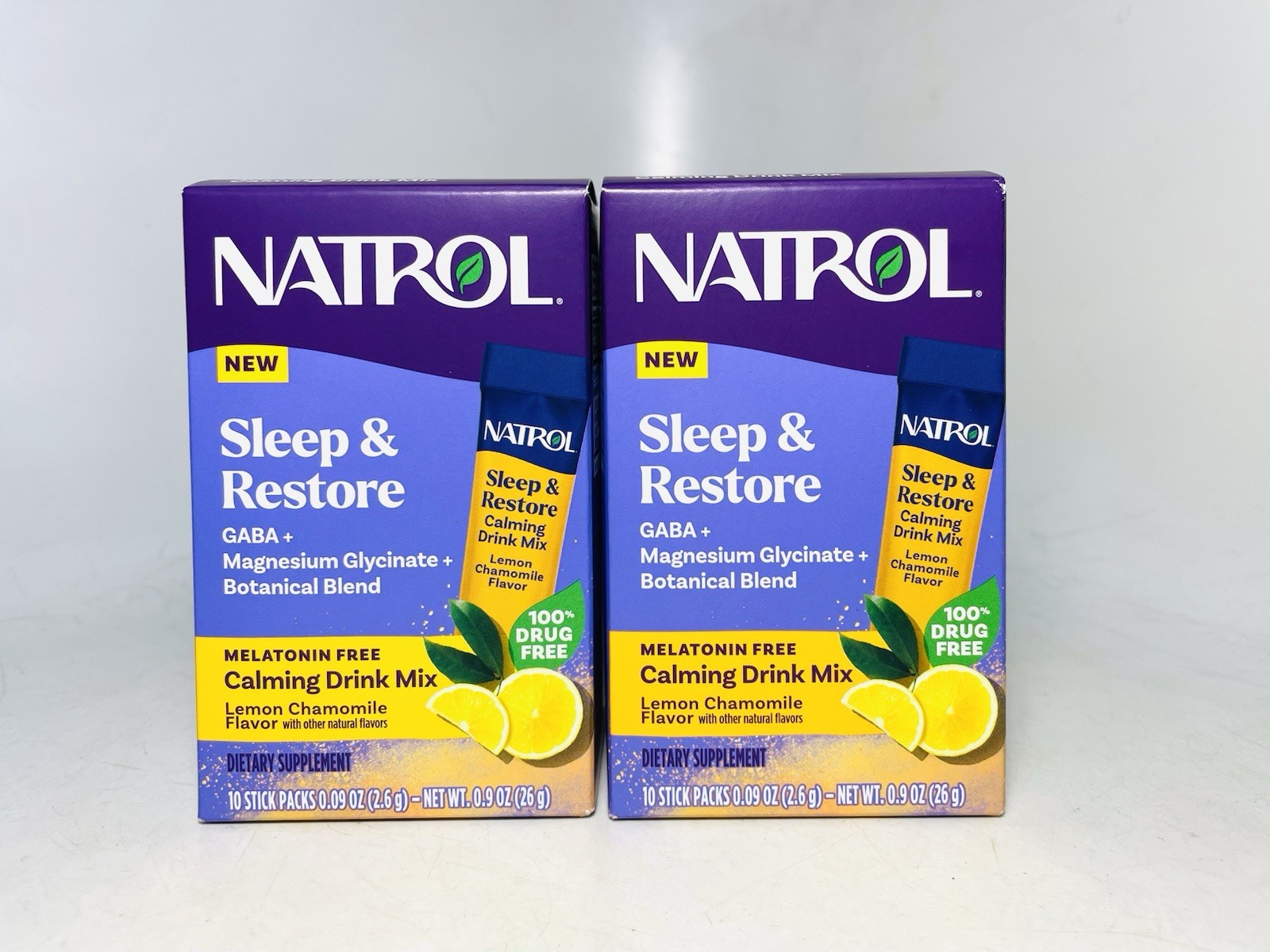NATROL Sleep & Restore, Calming Drink Mix Melatonin Free Lemon Chamomile Flavor