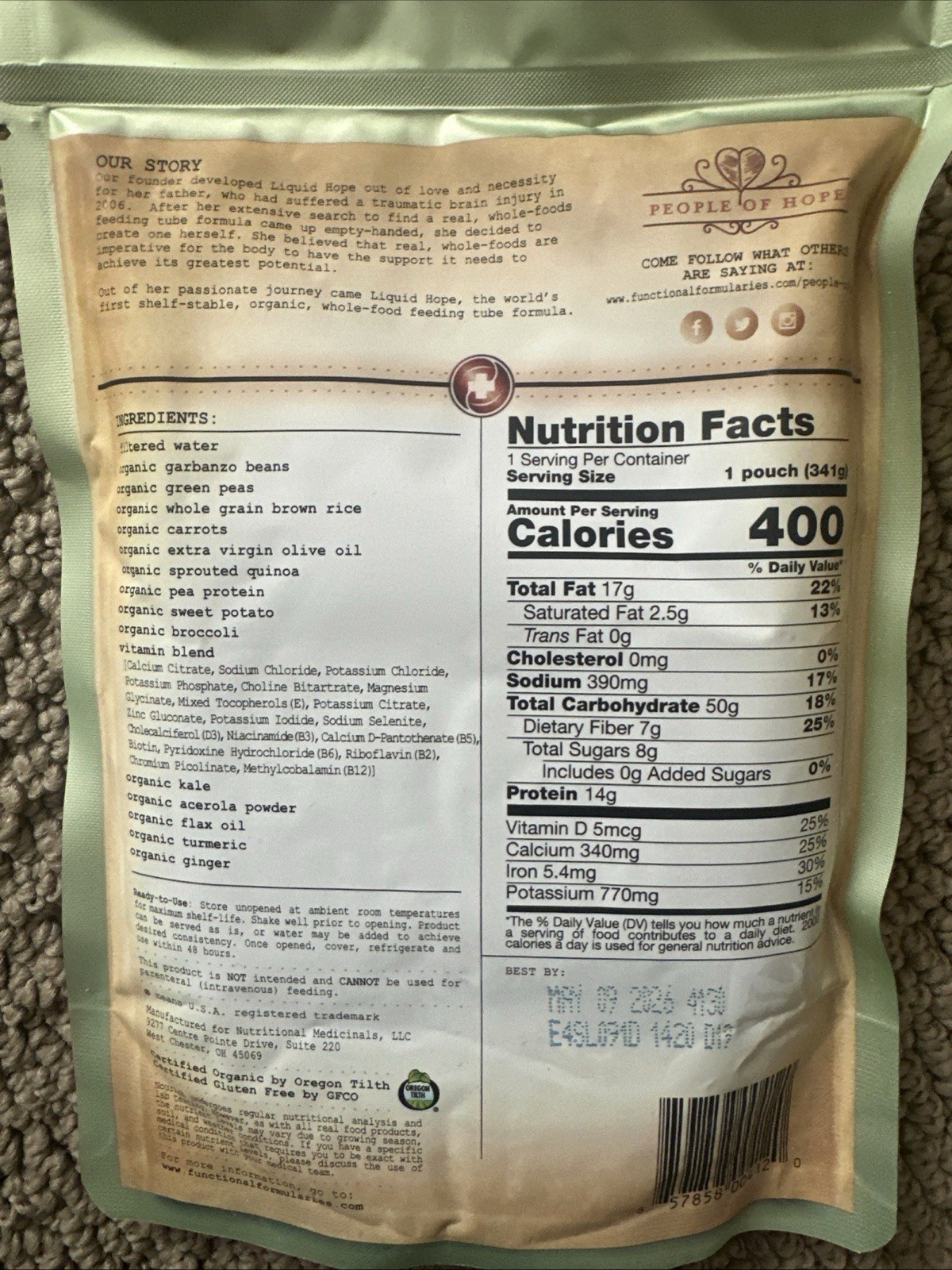 24 Pouches Nourish Original Organic Whole Foods Meal Replacement