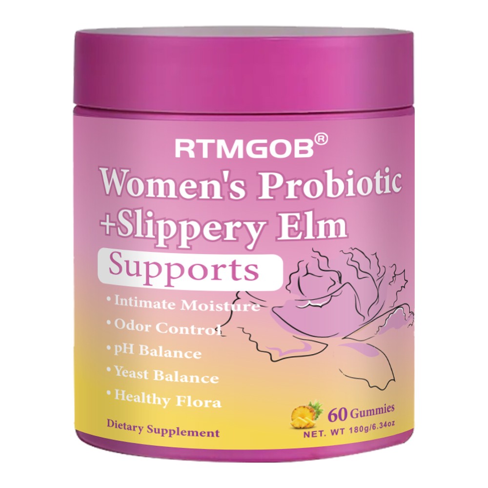 Women’s Probiotic Slippery Elm Gummies, Pineapple Flavor, pH Balance Support