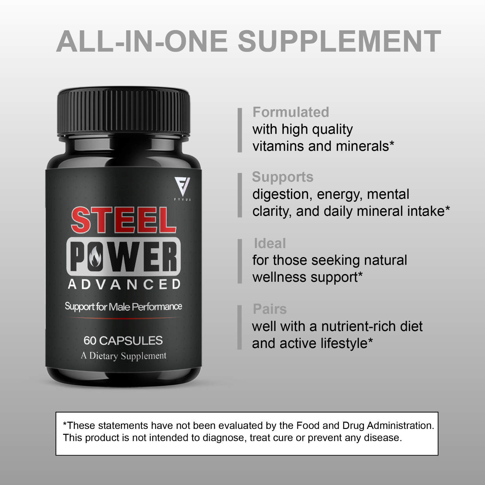 Steel Power Advanced Performance Supplement, Steel Power (60 Capsules)