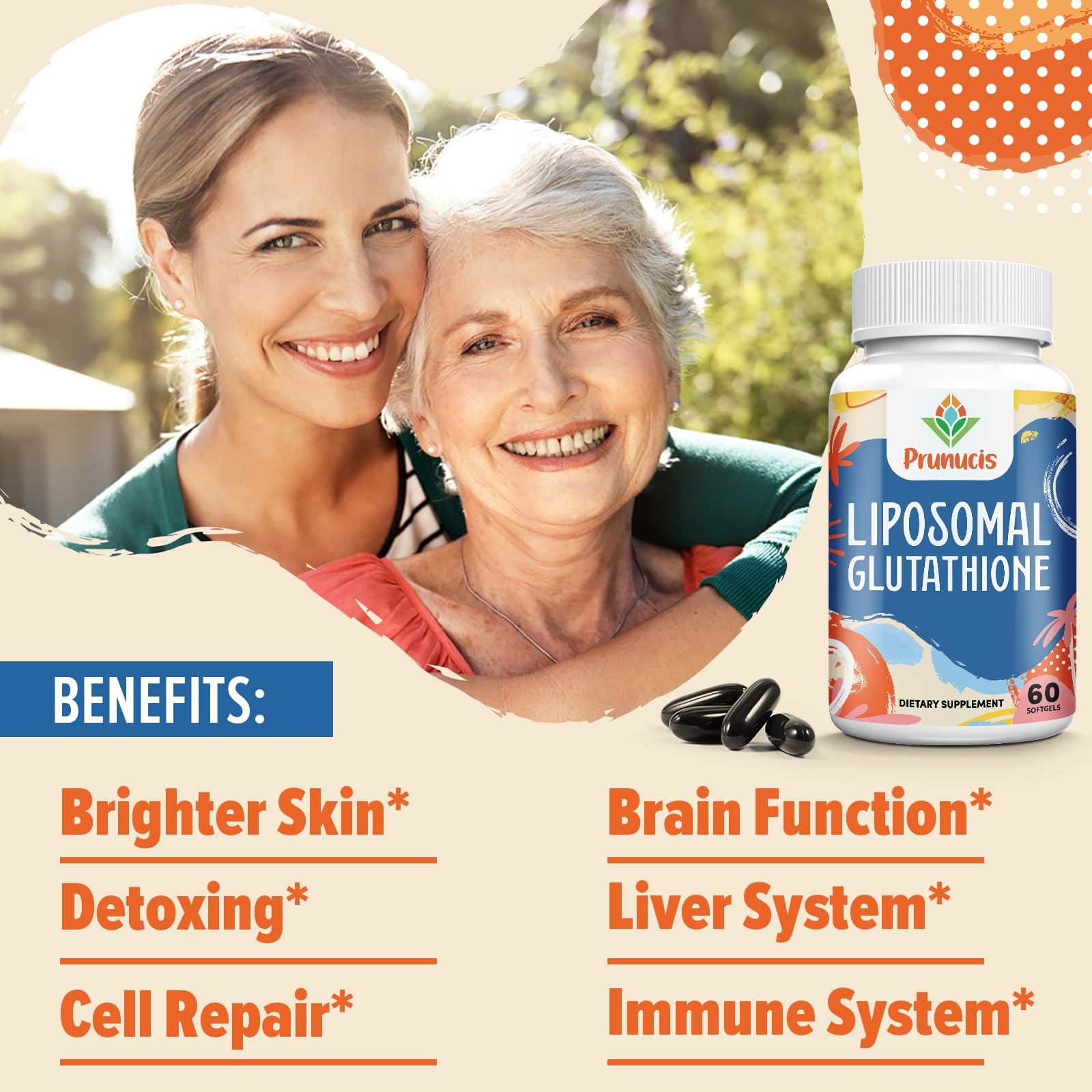 2400MG Liposomal Glutathione, with Vitamin C, 60 Count (Pack of 1), Black
