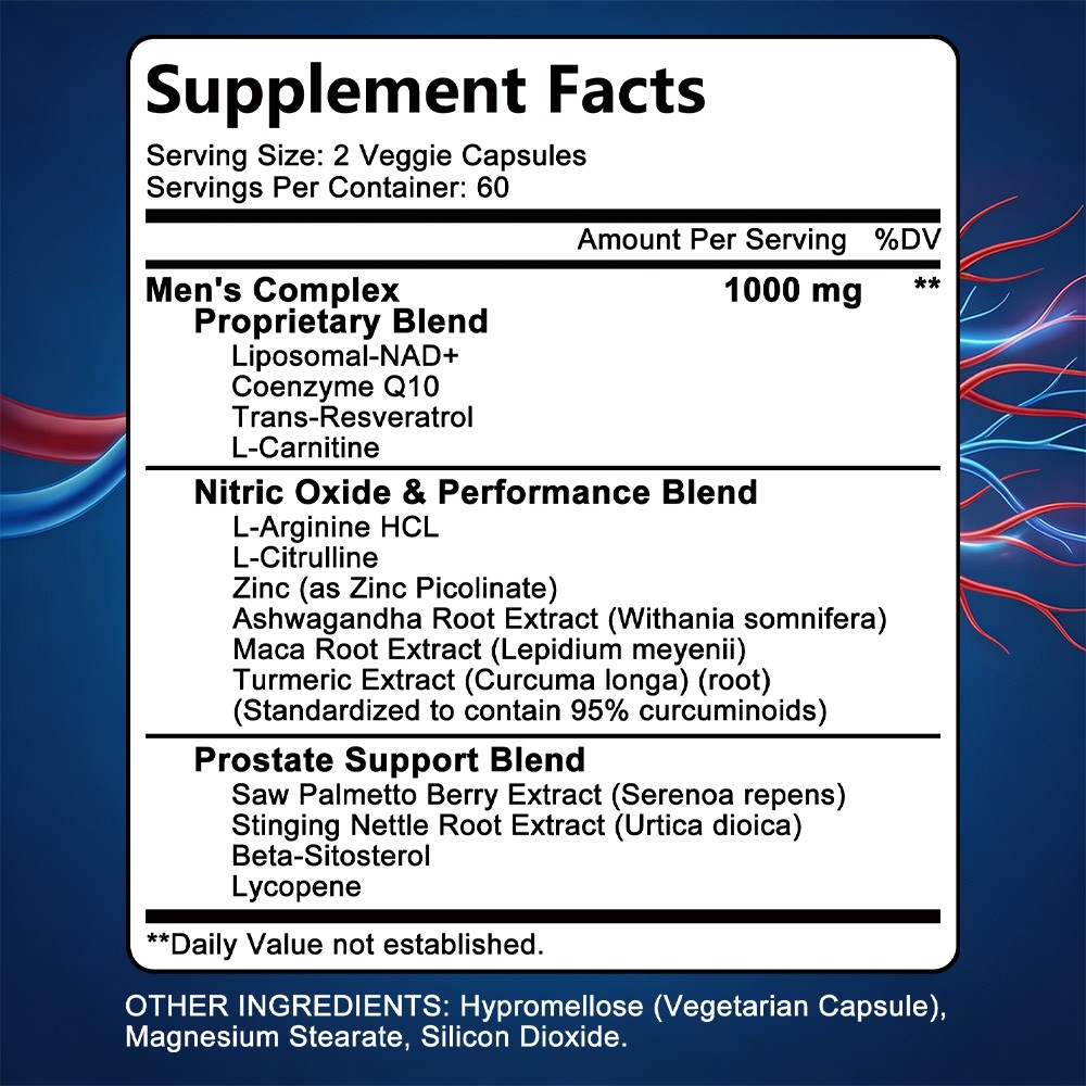 Men’s Coenzyme Q10 Complex 1000mg with Maca Root 30~120Caps strength,endurance