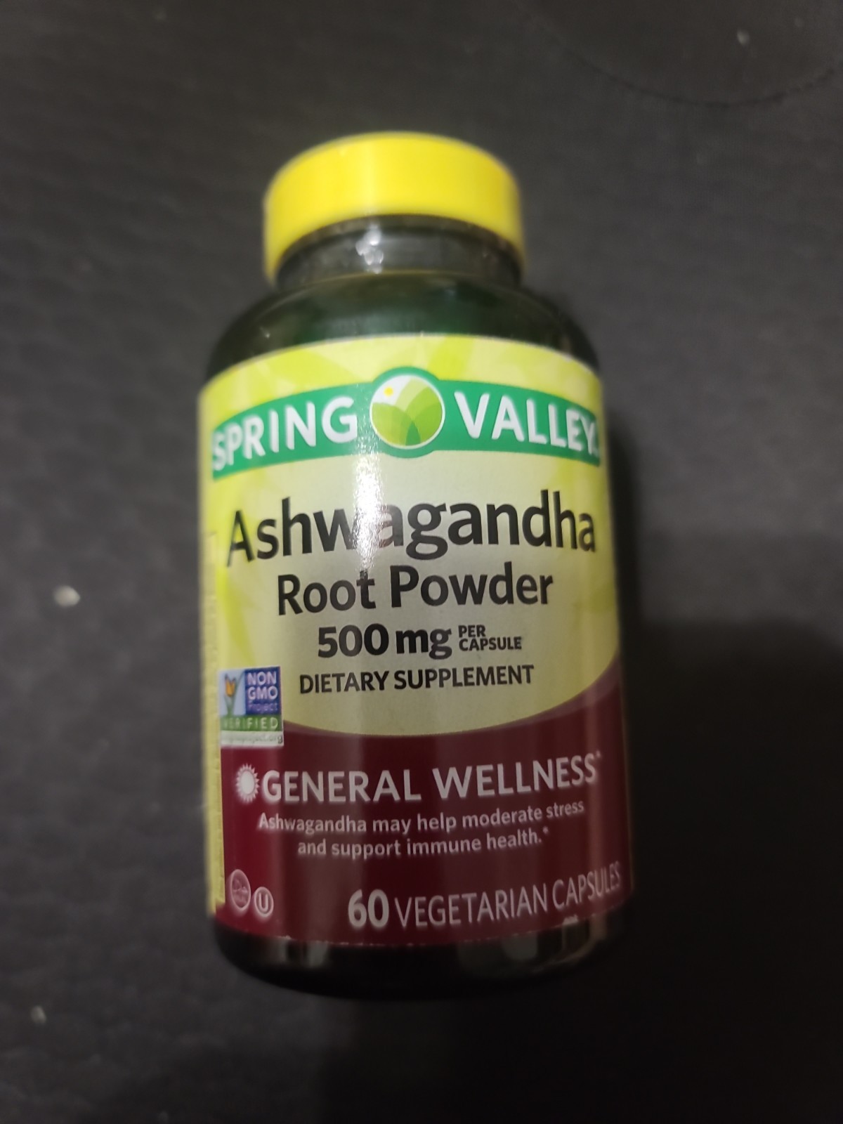 Spring Valley Ashwagandha Root Powder 500 mg Vegetarian Capsules – 60 ct