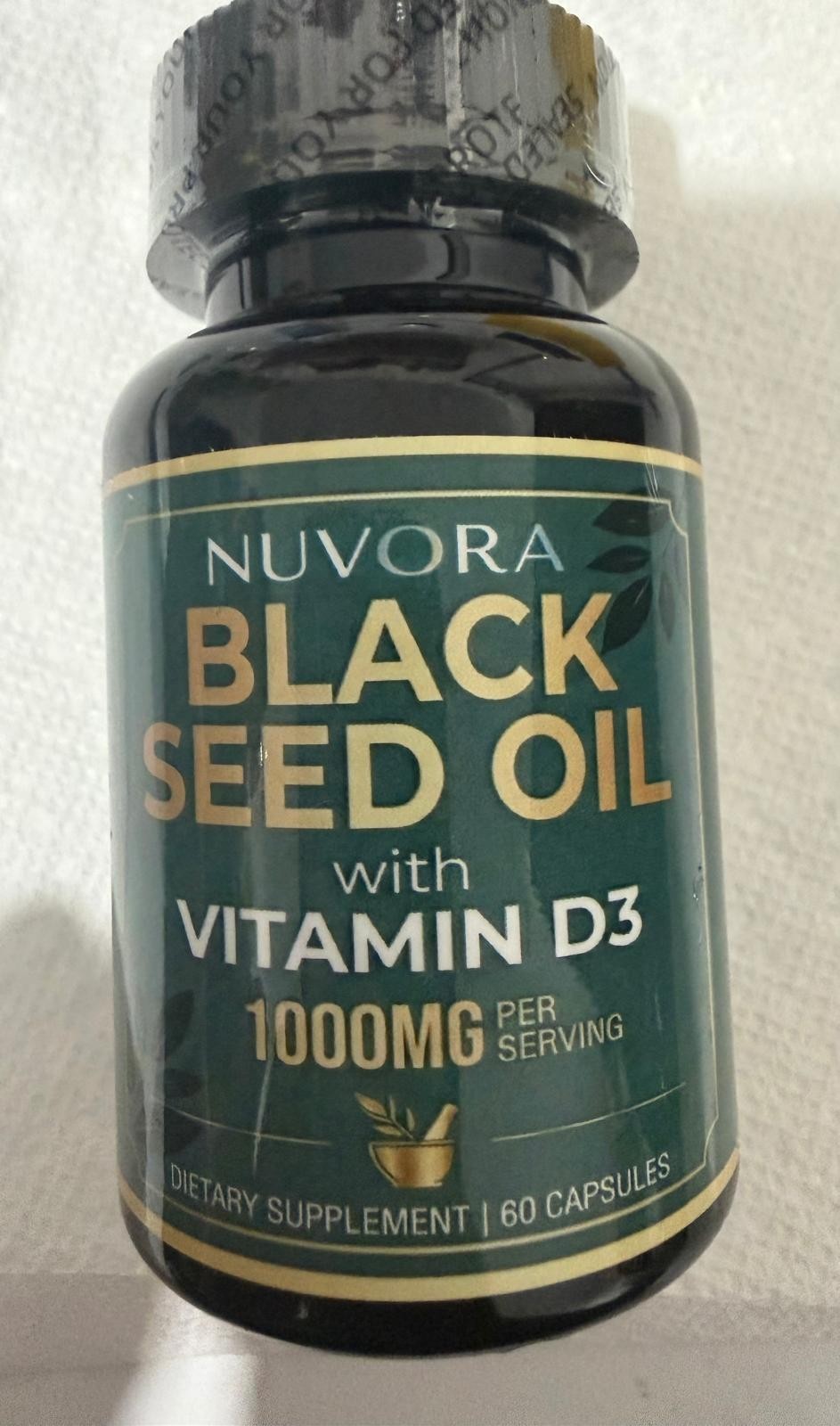 Nuvora Black Seed Oil + Vitamin D3 60 Capsules Immune Support Exp 03/2028