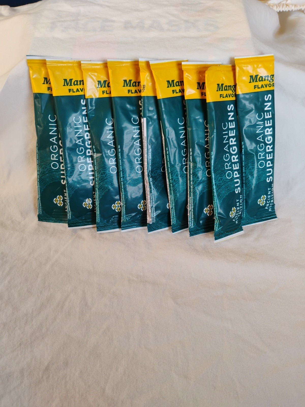 Supergreen Organic 9 Stick Packs By Ancient Nutrition Mango Flavor Ex 2/2027