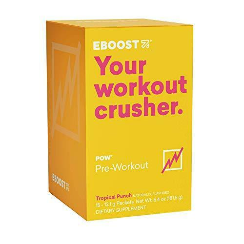 EBOOST POW Natural Pre-Workout Powder – 15 Packets – Tropical Punch – A Pre