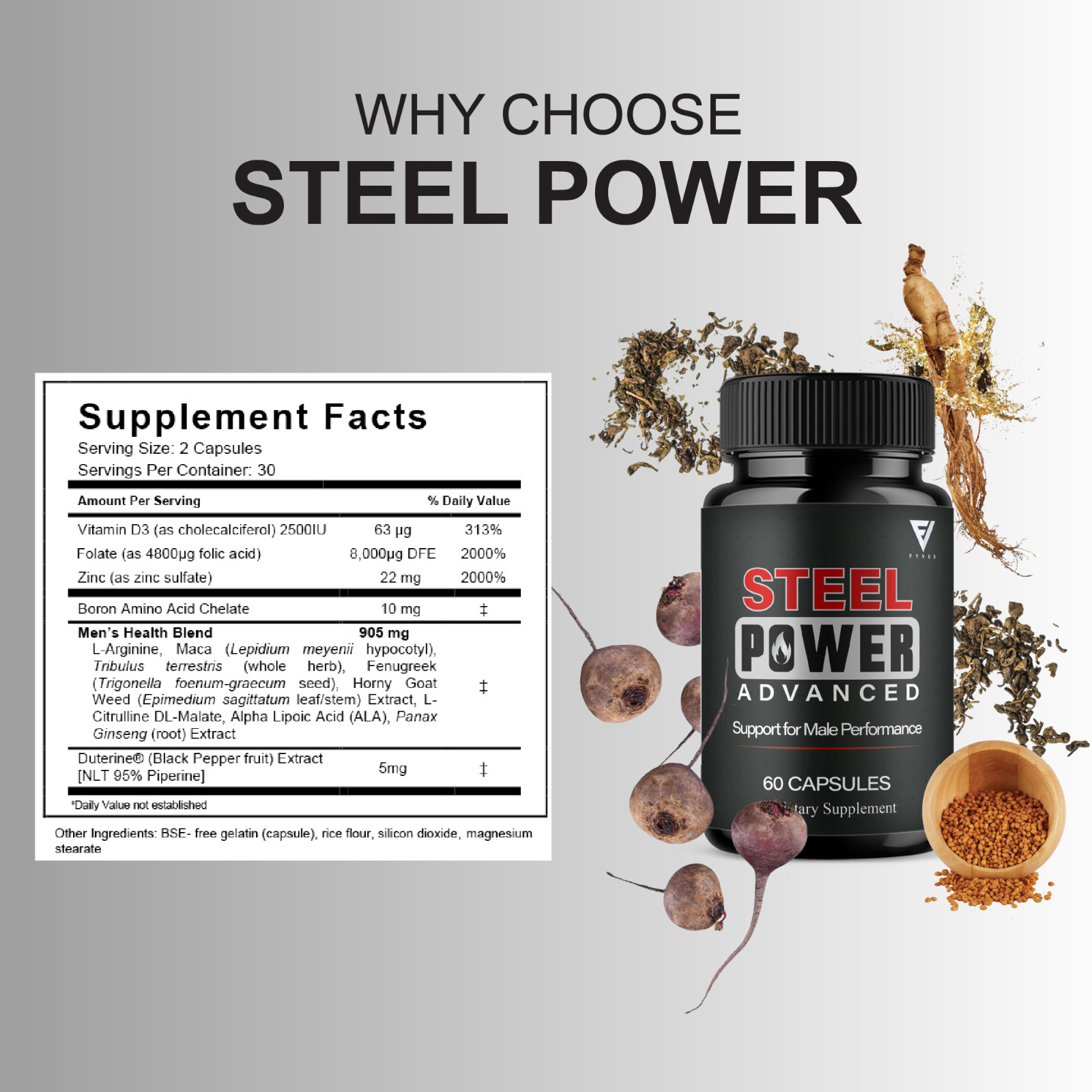 Steel Power Advanced Performance Supplement, Steel Power (60 Capsules)