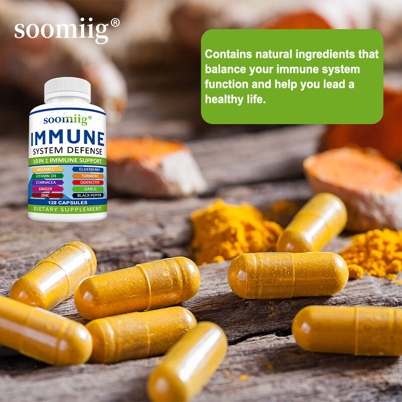 Immune System Defense Support Supplement Vitamin C D3 Quercetin Turmeric 30-120