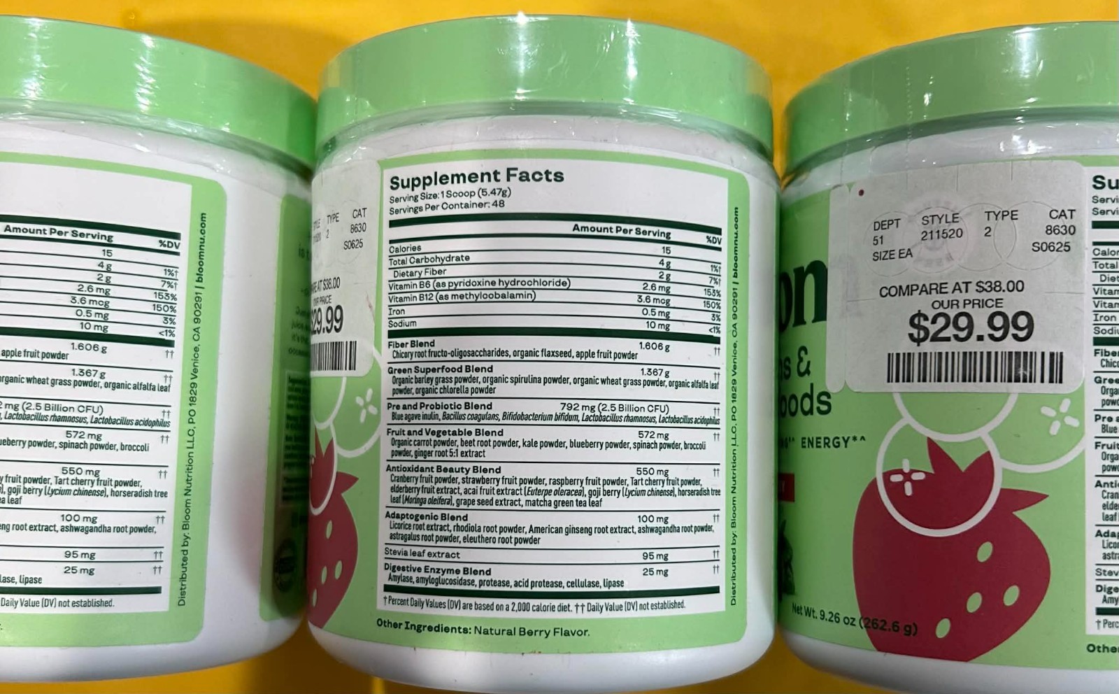 3x Bloom Greens Superfoods Supplement Powder, Berry 48×3= 144 Servings Exp 04/26
