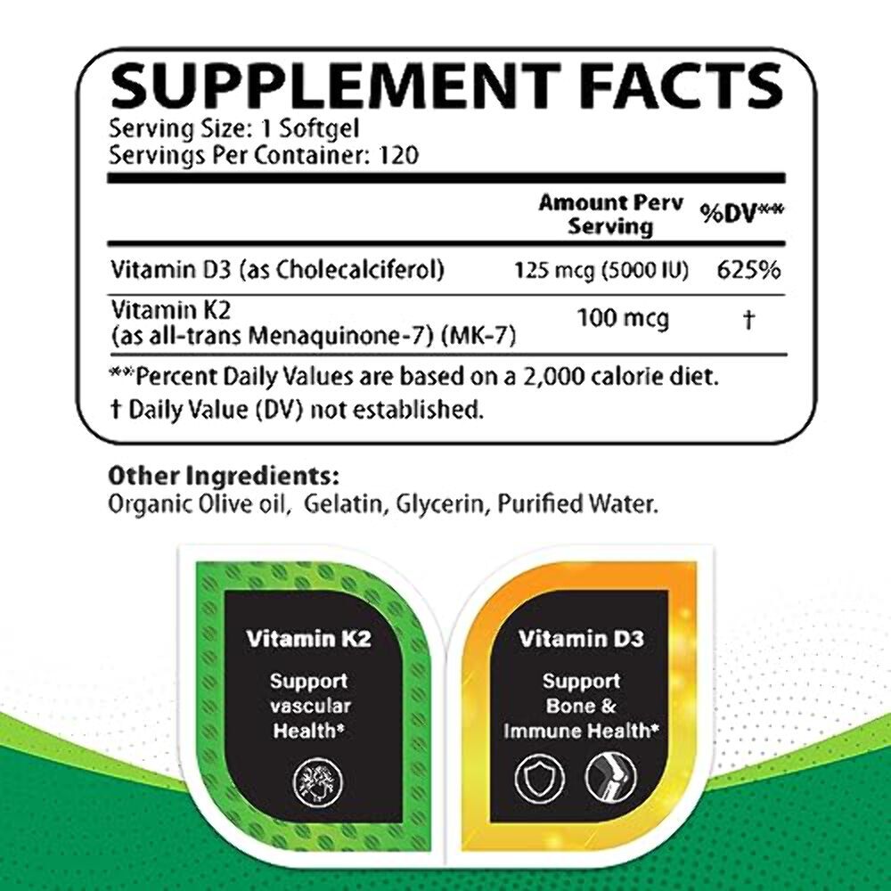 Vitamin K2 + D3 Soft Gels – Heart, Bone & Immune Health Support
