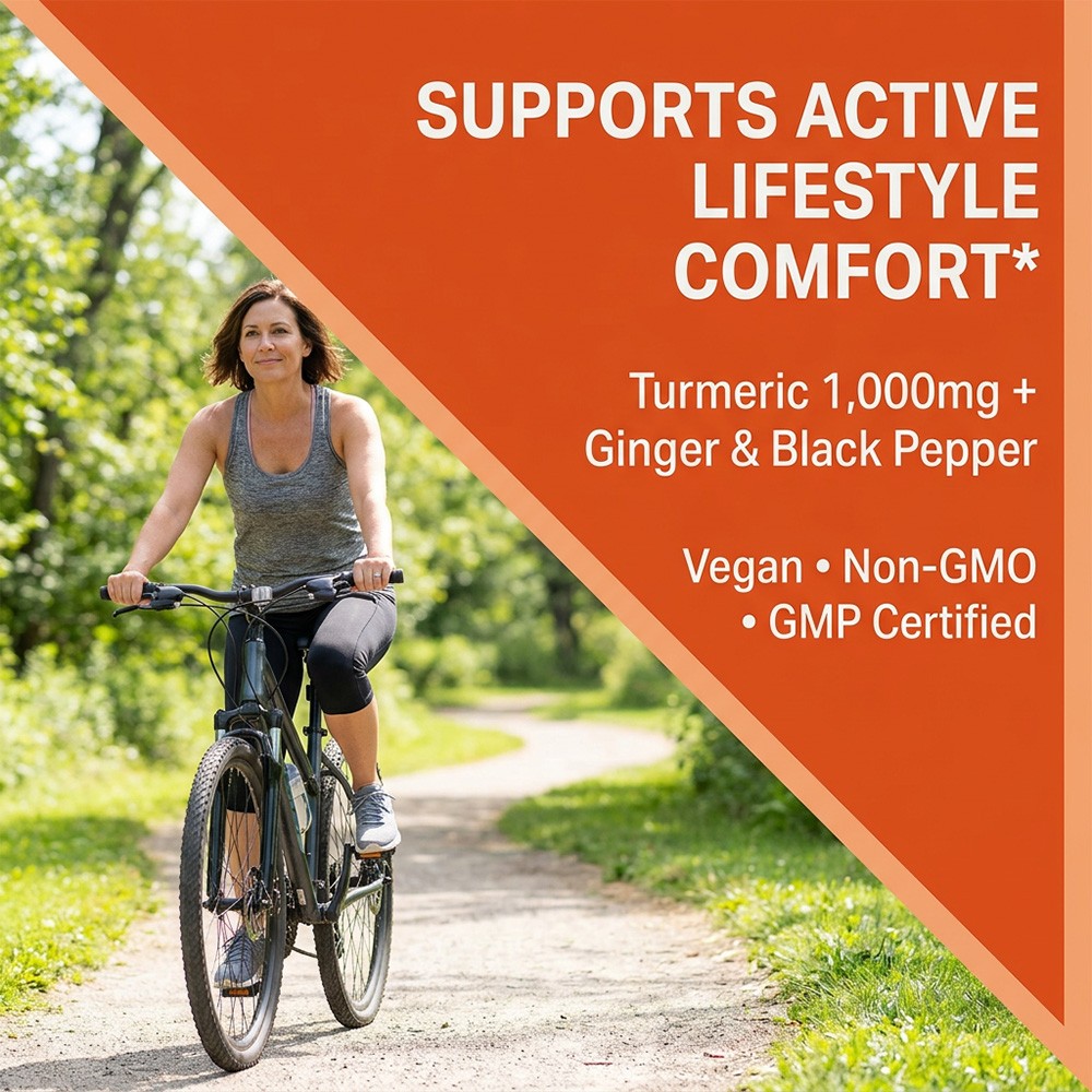 1000mg Organic Turmeric Complex Capsules, Joint Mobility, Comfort 30/60/120 Caps
