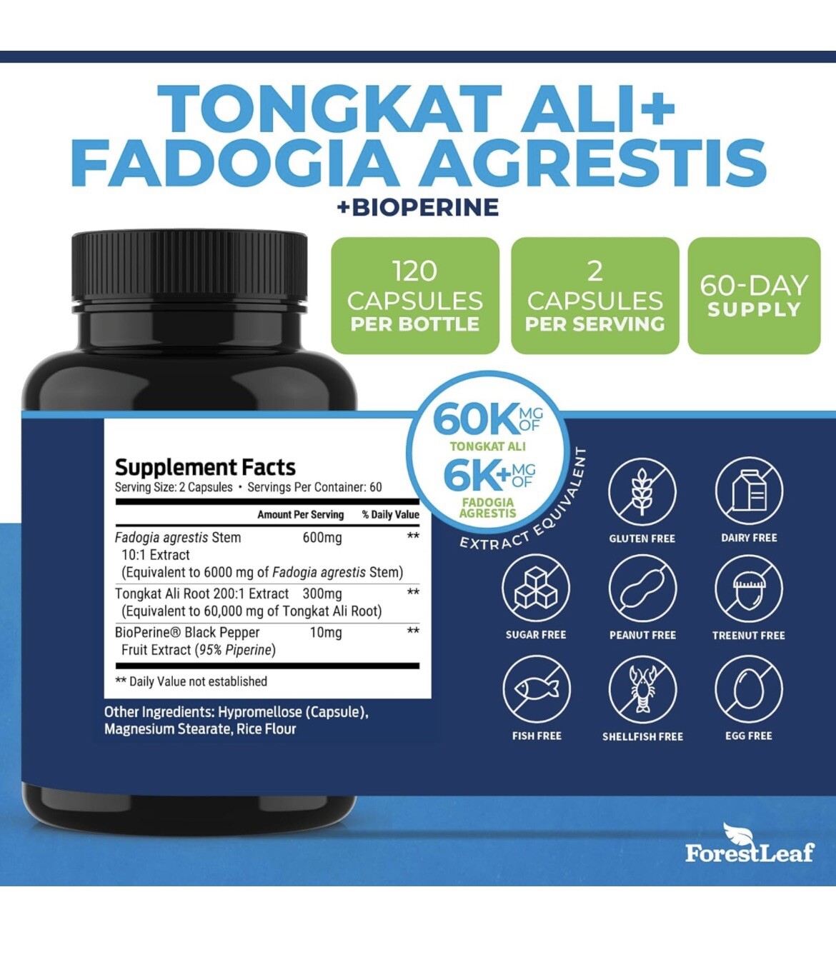 FADOGIA AGRESTIS SUPPLEMENT WITH BIOPERINE- MAXIMUM STRENGTH 200:1 EXTRACT
