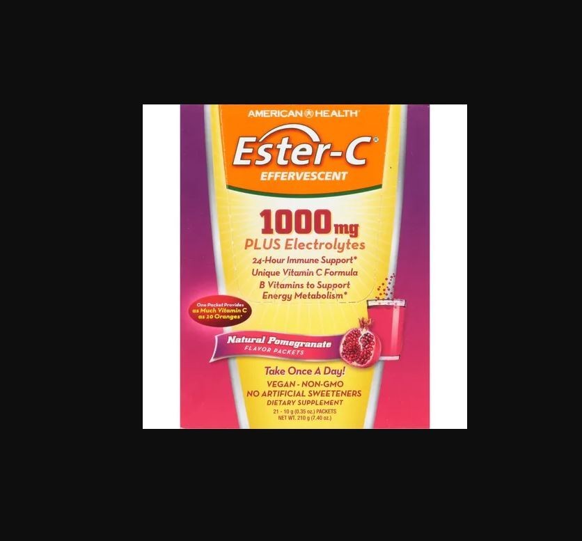 Solgar Ester-C 1000 mg Effervescent Powder Packet – Pomegranate