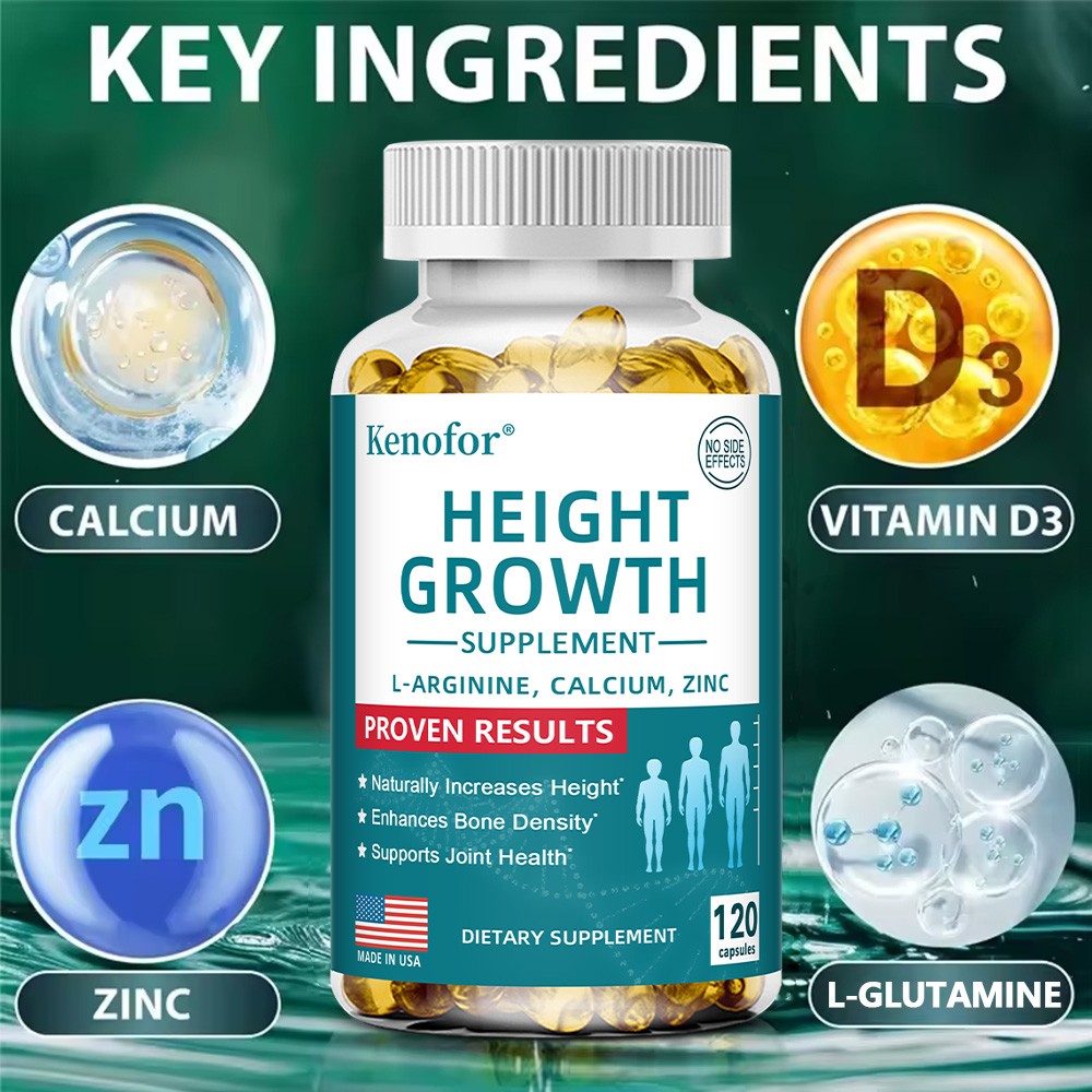 Height Growth Supplement 120 Caps with Calcium,Vitamin D3,Bone Strength,Density
