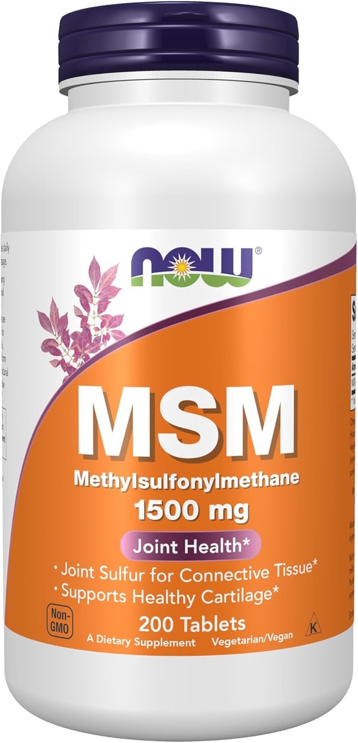 NOW Foods MSM 1500mg, Supports Healthy Cartilage & Joint Health 200ct BB 12/2030