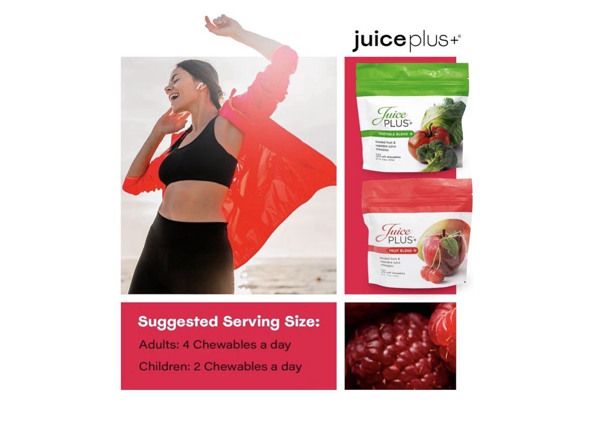 JuicePlus+ Fruit & Vegetable Blend Soft Chews Tasty Vegan Fruit Veggie 4 Packs
