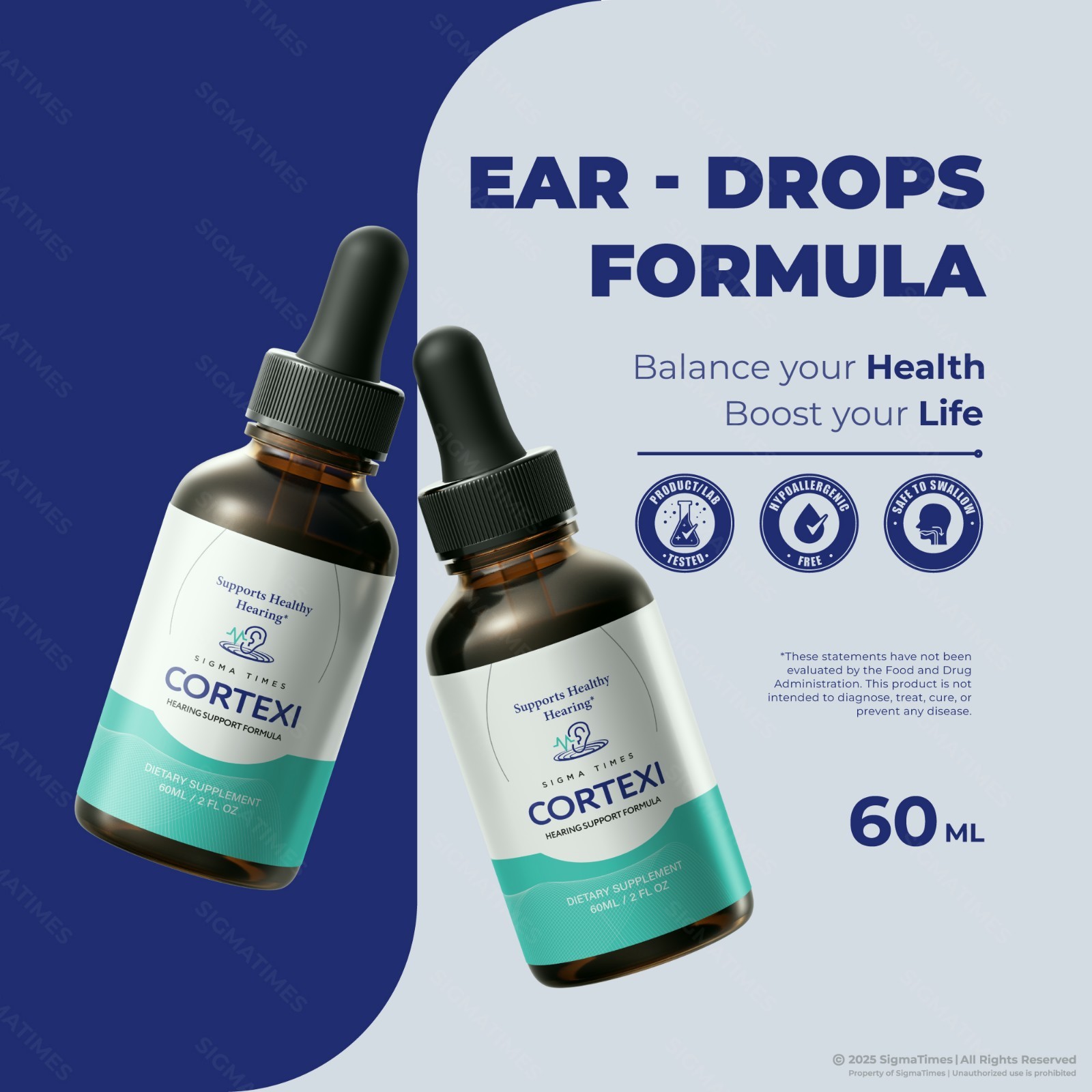 Cortexi Oral Drops – Ear Support, Hearing Clarity & Comfort Supplement -3 Pack