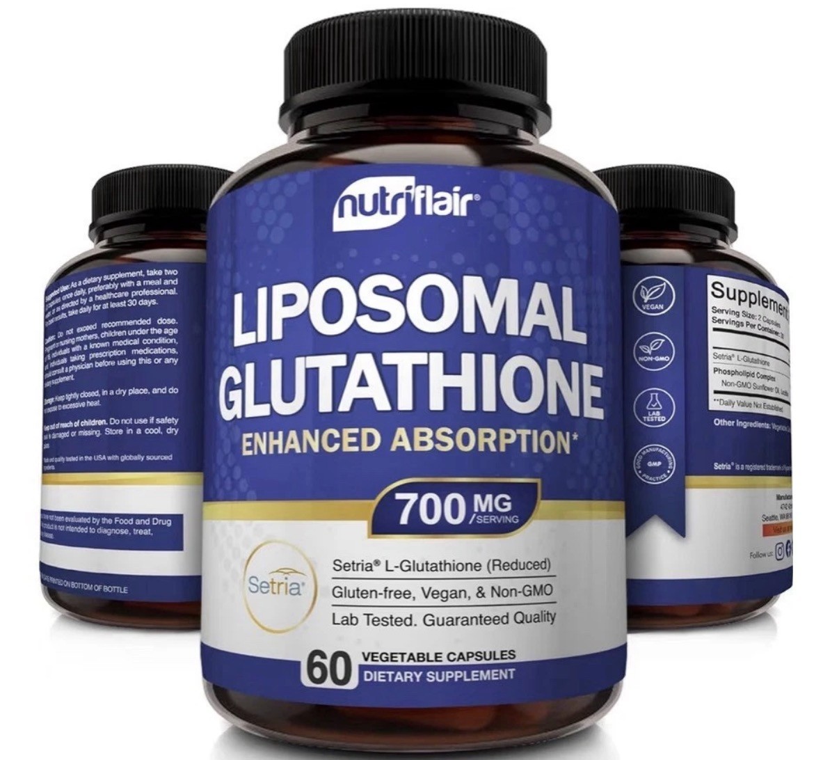 NutriFlair Liposomal Glutathione 700mg 60 Capsules Setria Antioxidant Supplement