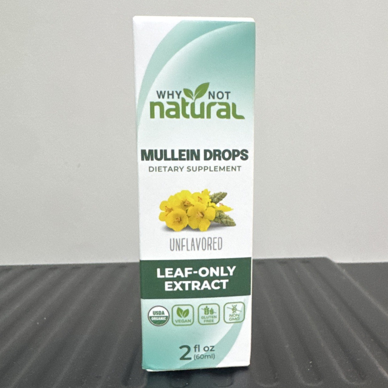 Why Not Natural Mullein Drops Unflavored Vegan USDA Organic 2 fl oz (60 mL)