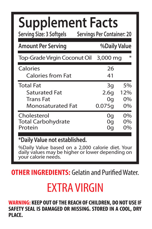 coconut extract – Virgin Coconut Oil 3000mg 2B – dental health