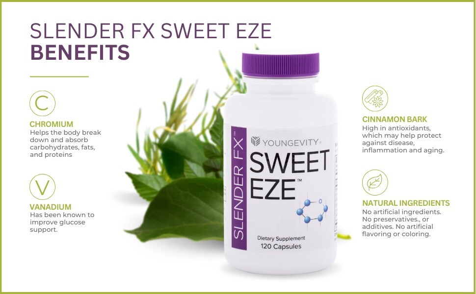Youngevity Slender Fx Sweet Eze 120 capsules 4 Pack Dr. Wallach – FREE SHIPPING