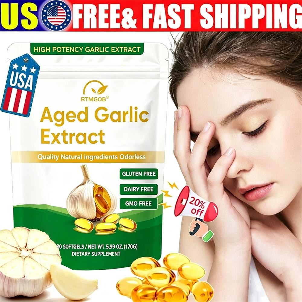 (1Pack) Aged Garlic Extract, 180 Softgels, 500mg Odorless | Heart & Immune