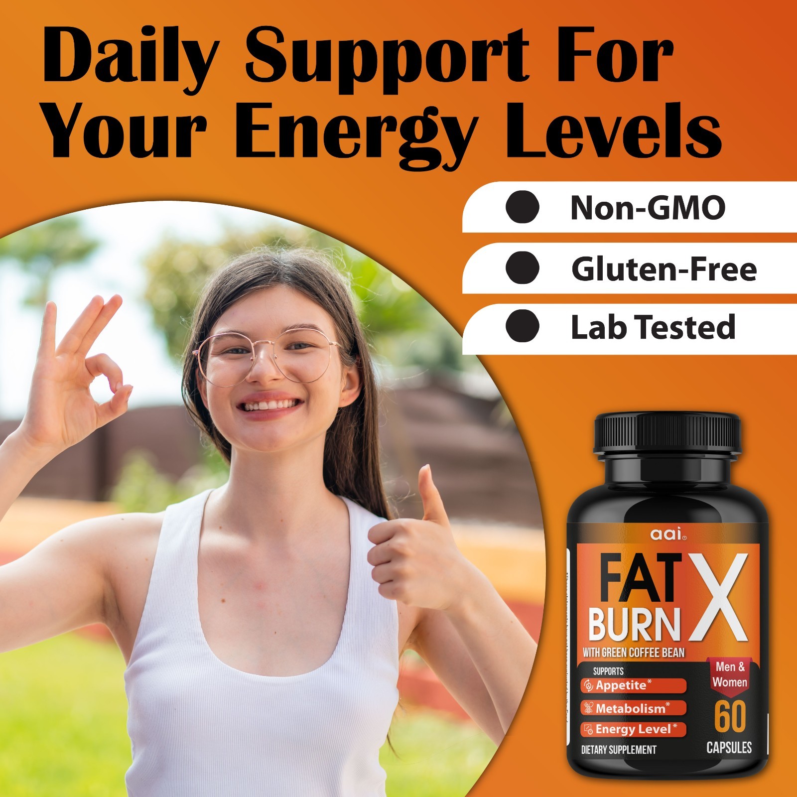 Fat Burn X Green Coffee Bean Capsules Metabolism Energy Support 60 Count
