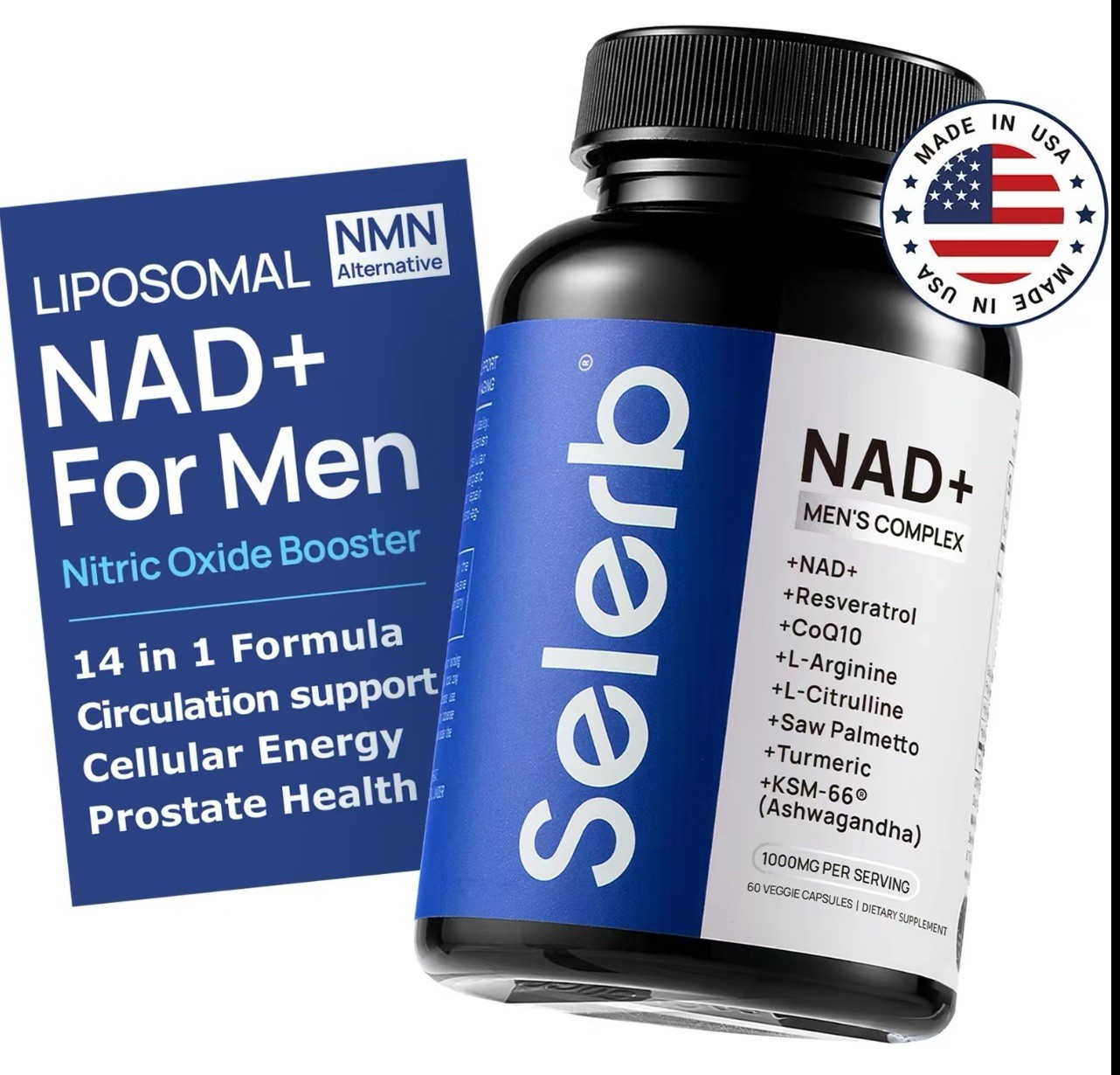 Selerb NAD+ Men’s Complex 60 Capsules Cellular Energy Prostate Health
