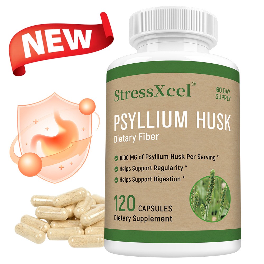 Psyllium Husk Dietary Fiber 120 Capsules, Promote Gut And Digestive Health