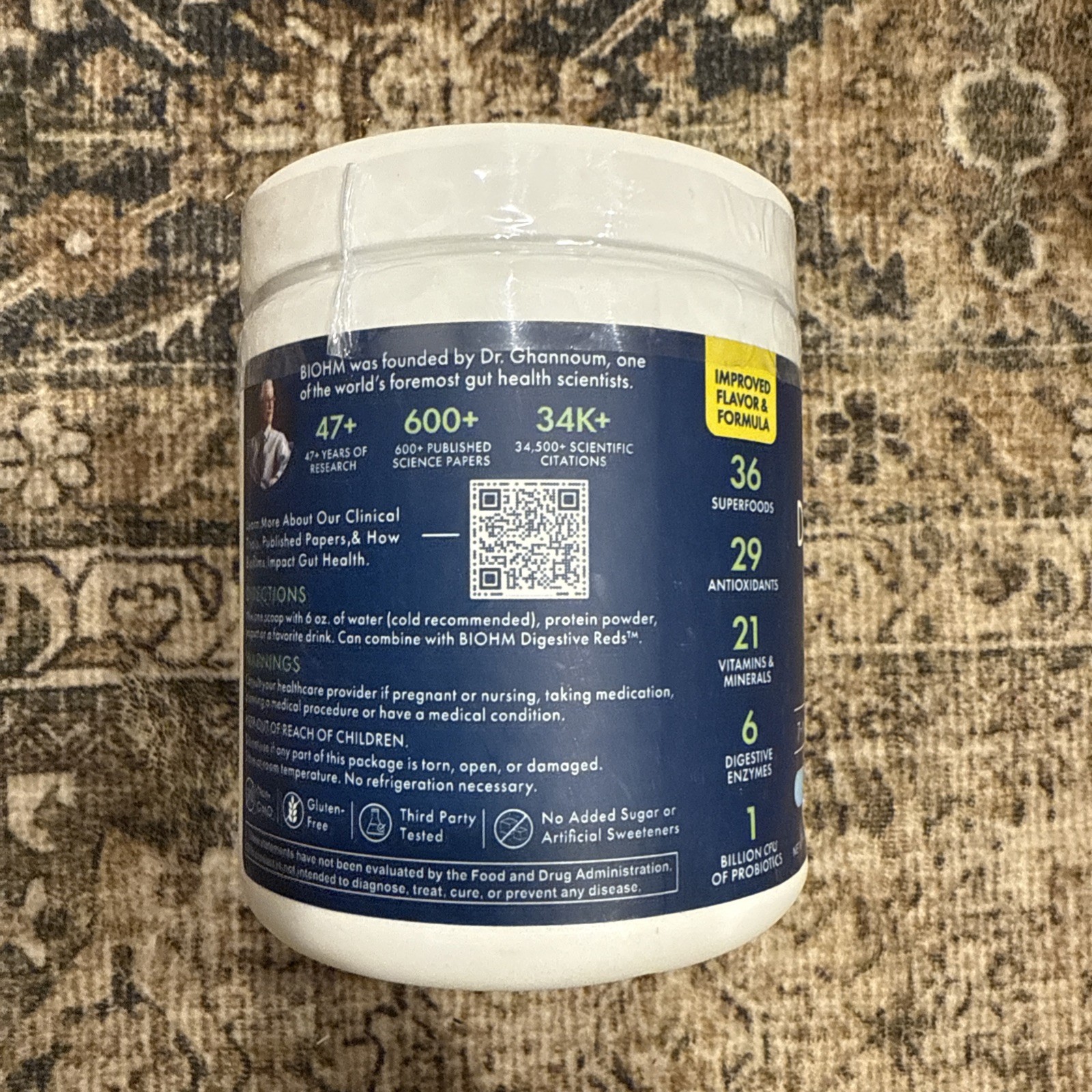 Biohm Digestive Greens 7 In 1 Daily Gut Support Wild Berry Bliss 7.4oz Exp:2/26