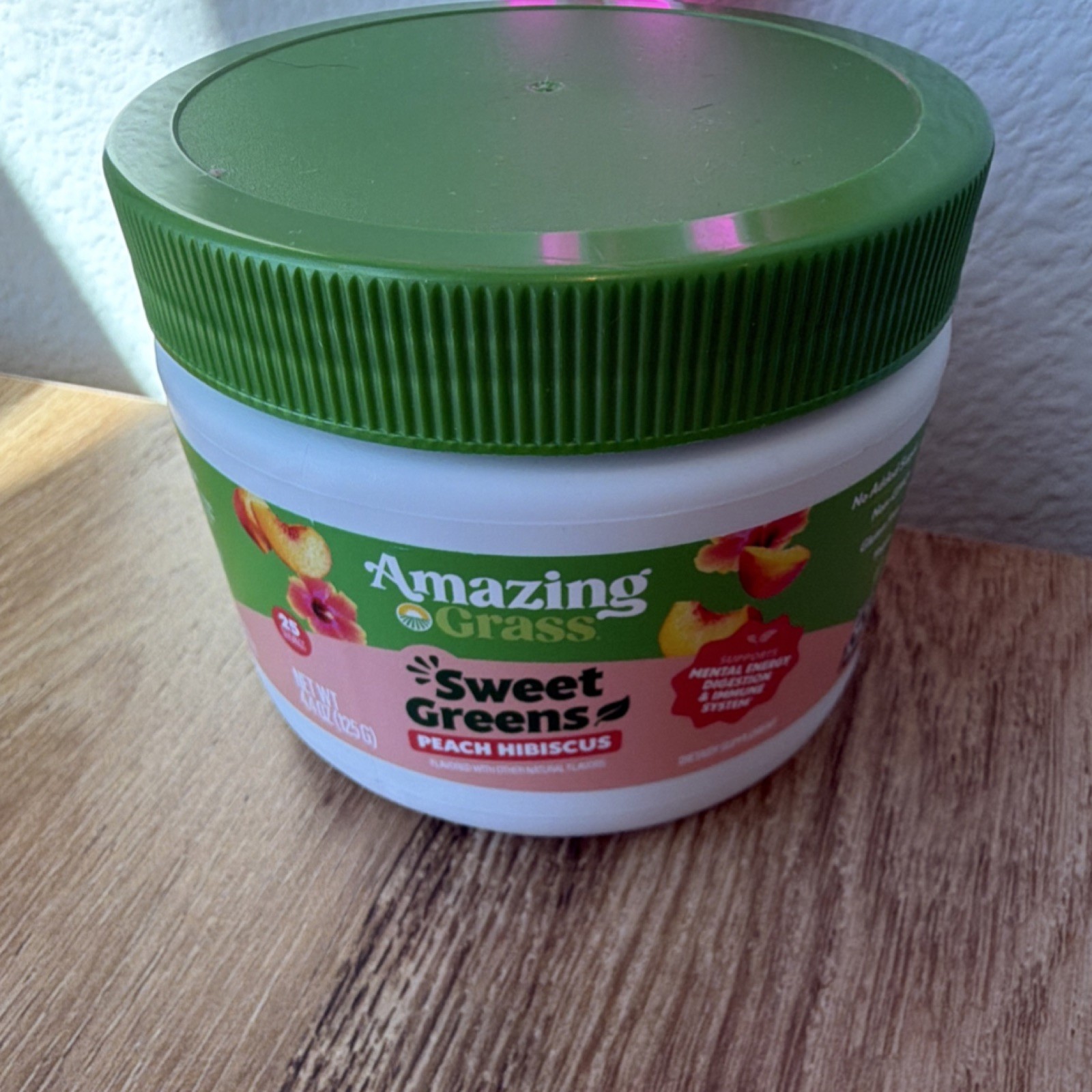 Amazing Grass Sweet Greens Peach Hibiscus Powder Vitamin C Vegan Non-GMO 4.4oz