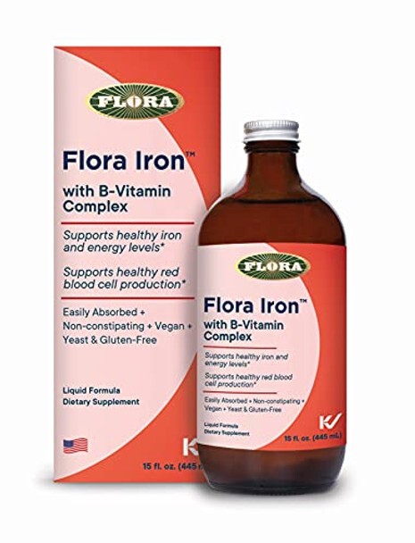 Flora Iron with Vitamin B Complex Liquid Formula Dietary Supplement 15 ounces