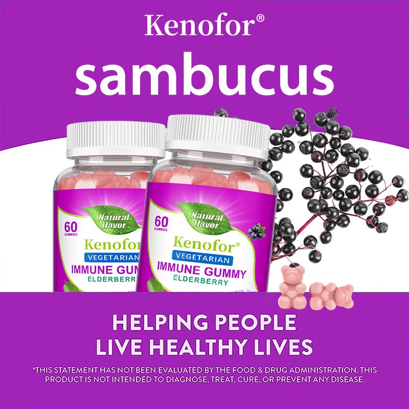 Black Elderberry Gummies-Vegetarian Immune Supplement,Zinc,Vitamin C&D3 60 Count