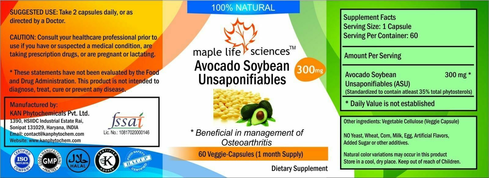 Avocado Soybean Unsaponifiables (ASU) – 300mg – AU Stock