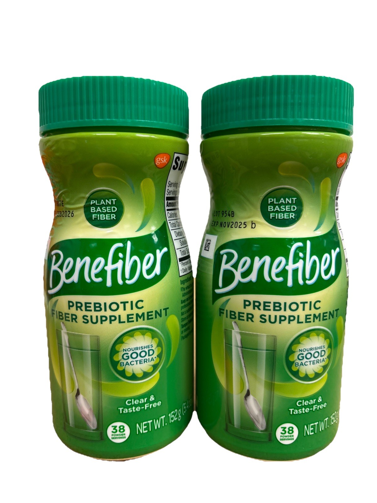 Lot of 2 Benefiber Daily Prebiotic Dietary Fiber Powder 5.4oz Plant Based 11/25+